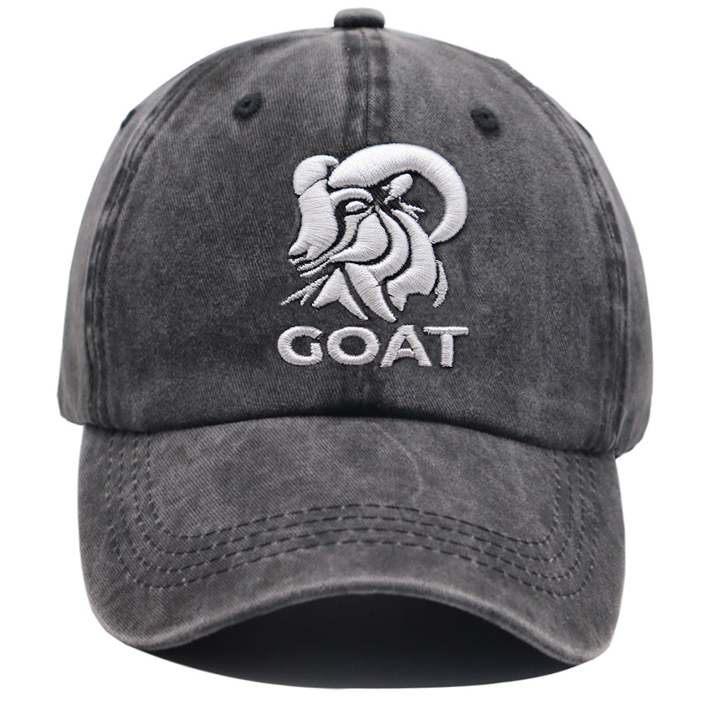 GOAT Ram Embroidered Vintage Washed Baseball Cap – Adjustable Unstructured Low Profile Hat