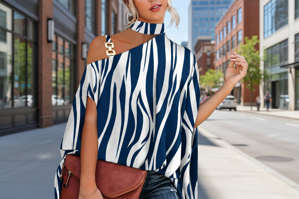 Women's V-Neck Printed Off-Shoulder Vest Top | 6 Prints S–XXL