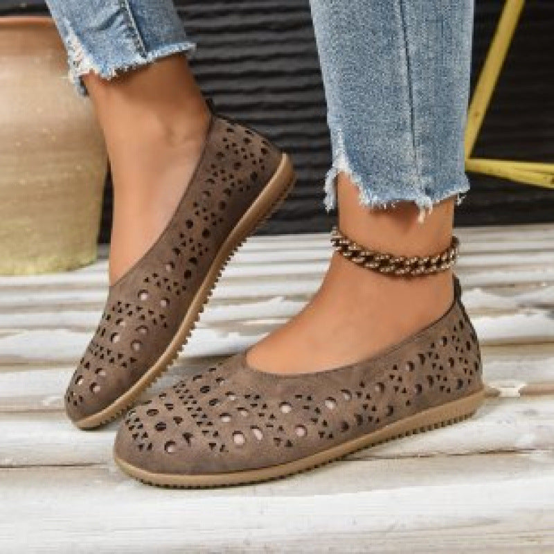 Women's Chunky Heel Wedge Pumps – Wide Size Full-Grain Leather