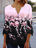 🌸 Asymmetrical Spike Button 3/4 Sleeve T-Shirt – Effortless Chic