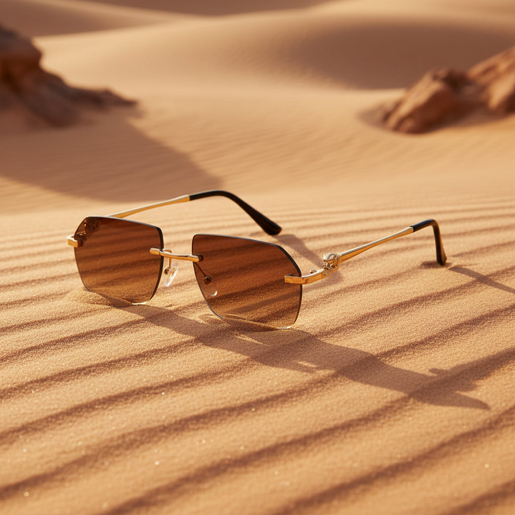 Gold Frame Cheetah Rimless Sunglasses – INS Hip-Hop Style