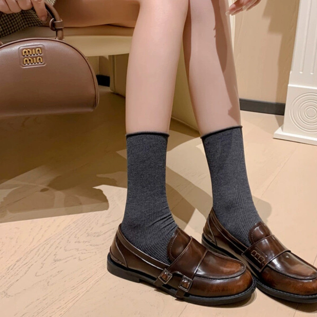 Women's Chunky Heel Buckle Loafer Shoes