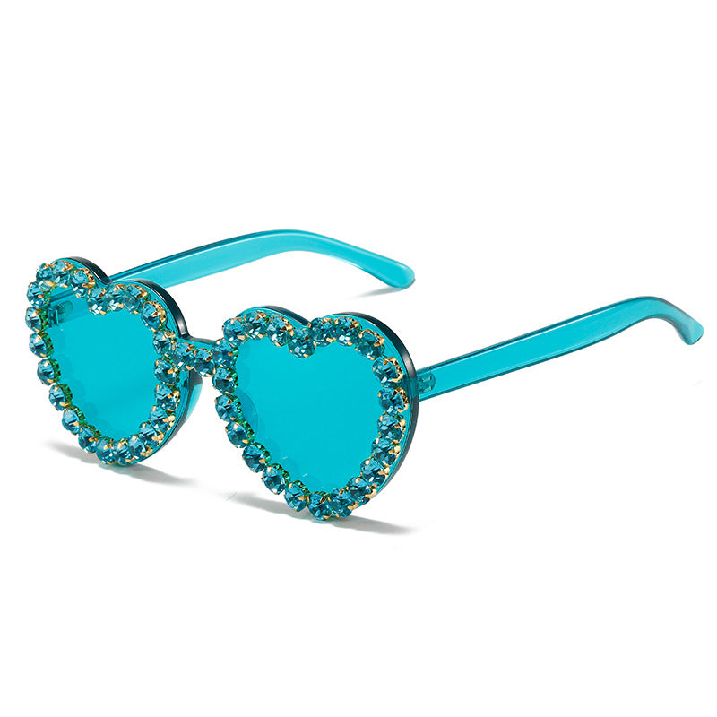 Peach Heart Rhinestone Sunglasses – Y2K INS Style