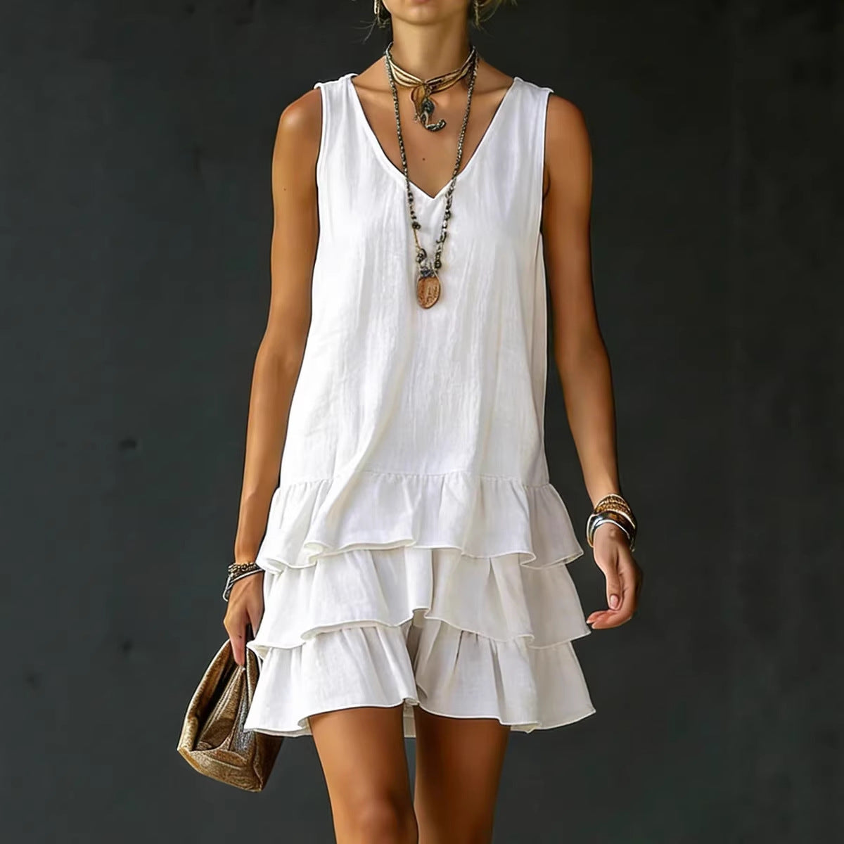 V-Neck Sleeveless Midi Dress – 5 Colors, S–2XL