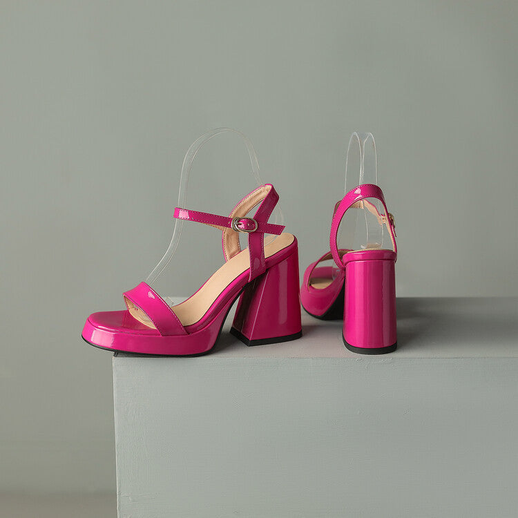 Women's Round Toe Chunky Heel Sandals – Buckle Strap Block Heel