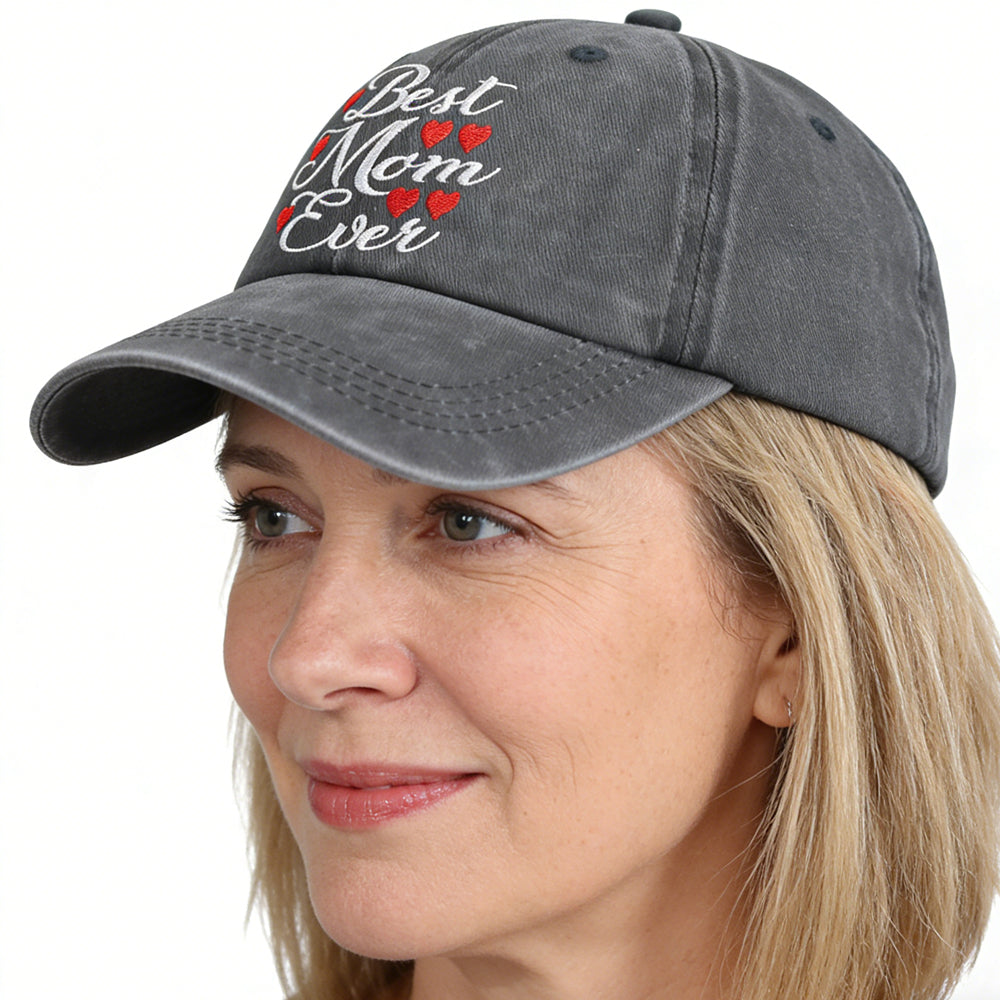 Best Mom Ever Adjustable Embroidered Wash Cotton Cap