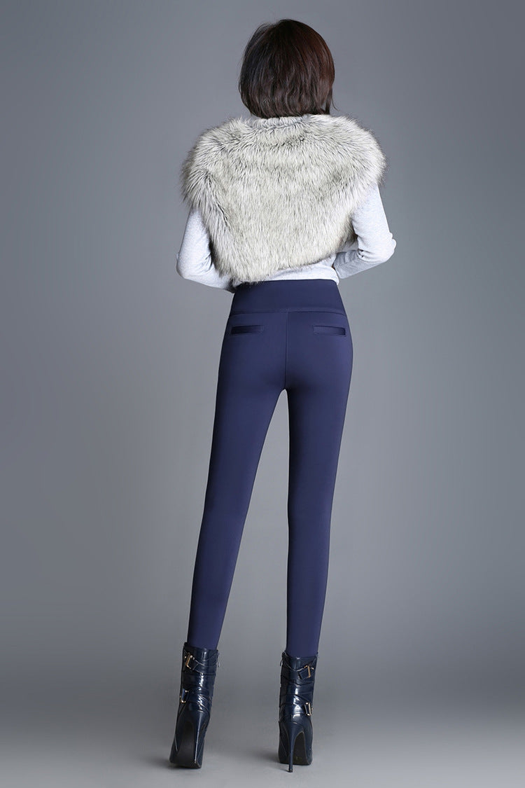 High Waist Velvet Padded Leggings for Women