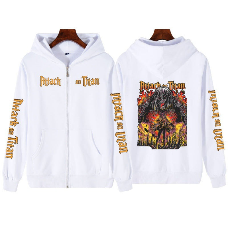 Printed Zipper Sweater Unisex Hoodie Coat