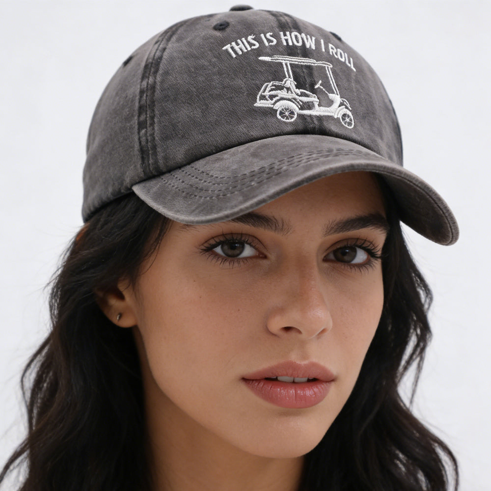 Funny Golf Cart Hat Adjustable Baseball Cap