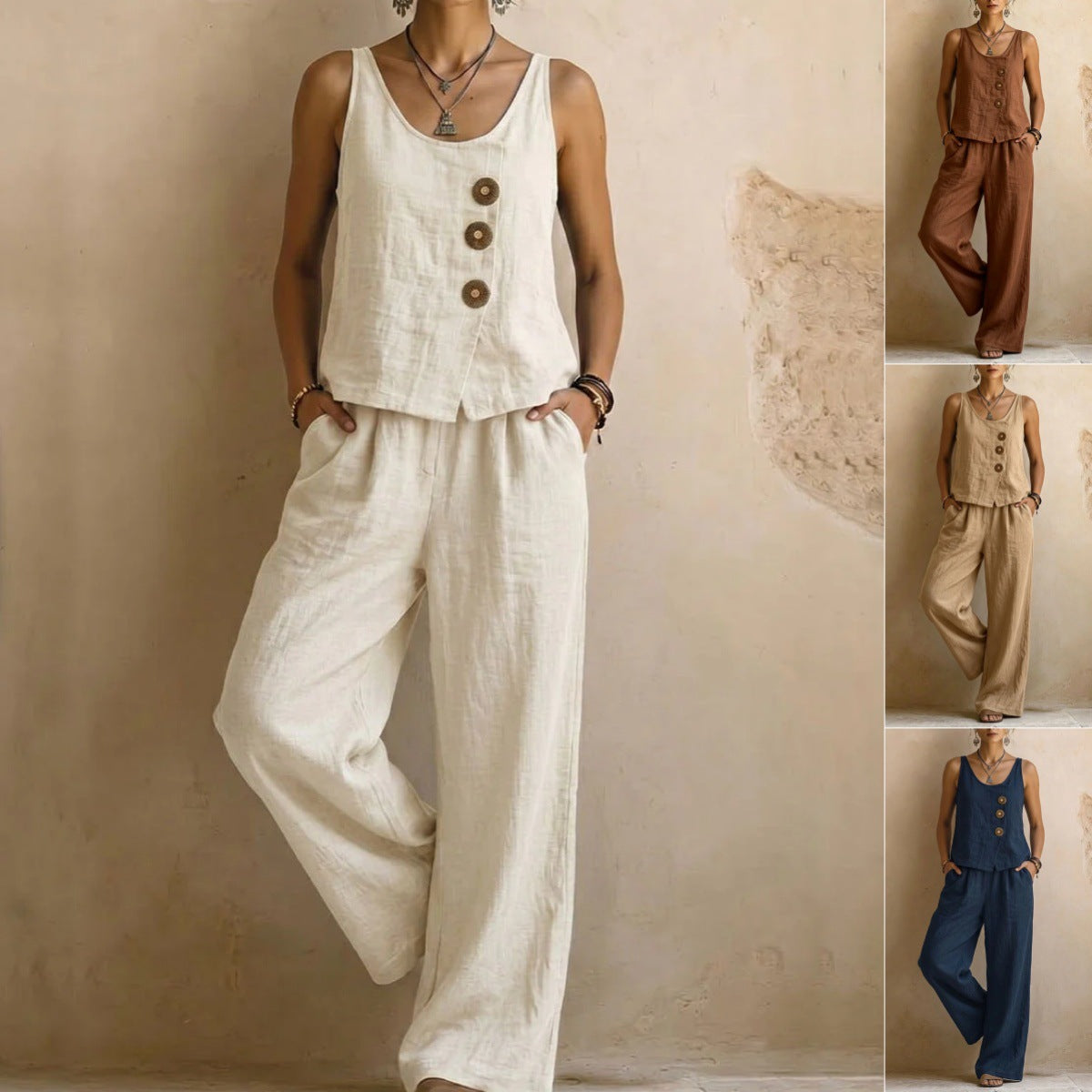 Women's Sleeveless Tank Top & Pants Two-Piece Set
