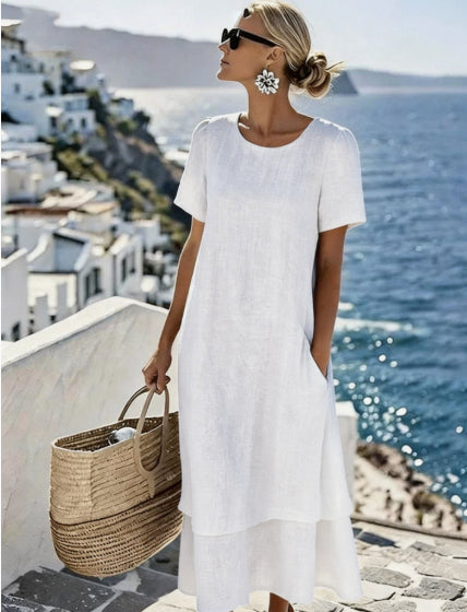 Women's Plus-Size Patchwork Maxi Dress – Relaxed Fit Casual Skirt