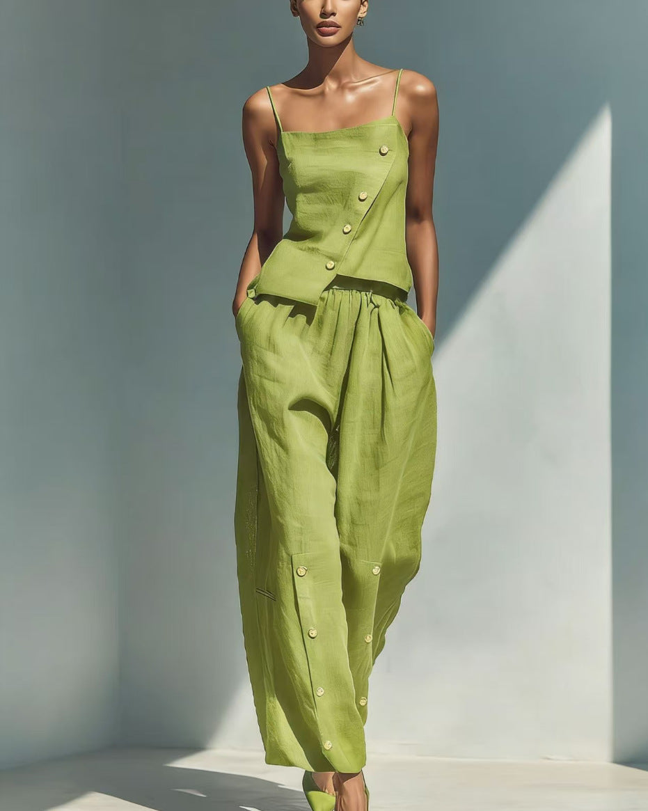 Women's Gold-Buckle Camisole & Pants Two-Piece Set