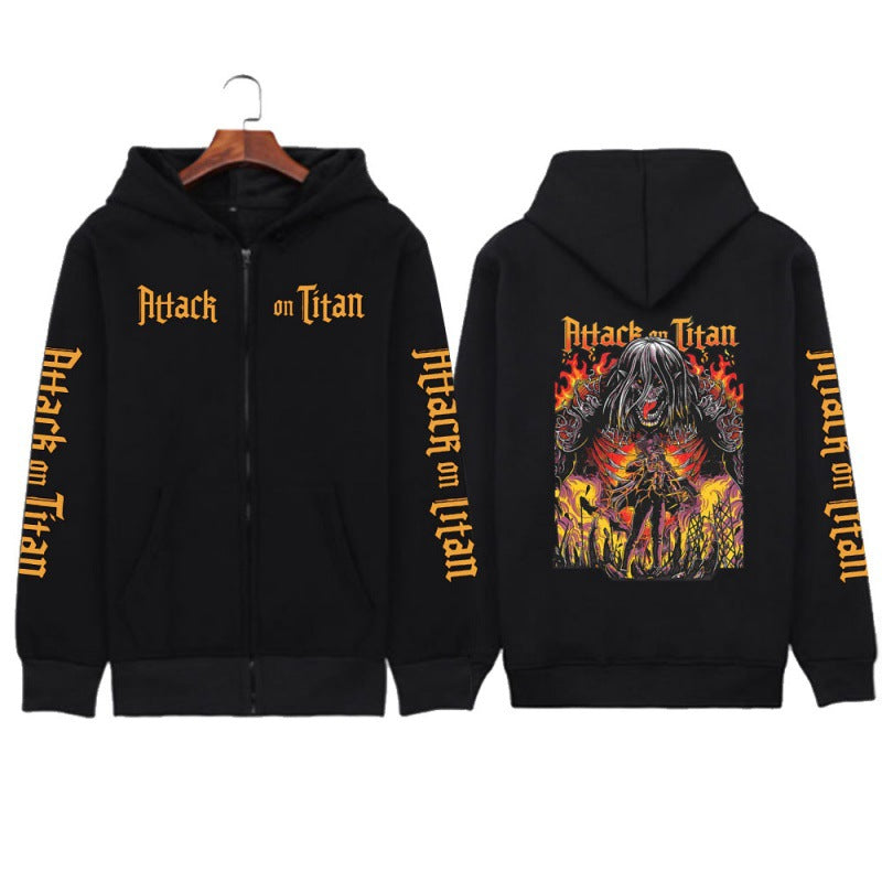 Printed Zipper Sweater Unisex Hoodie Coat