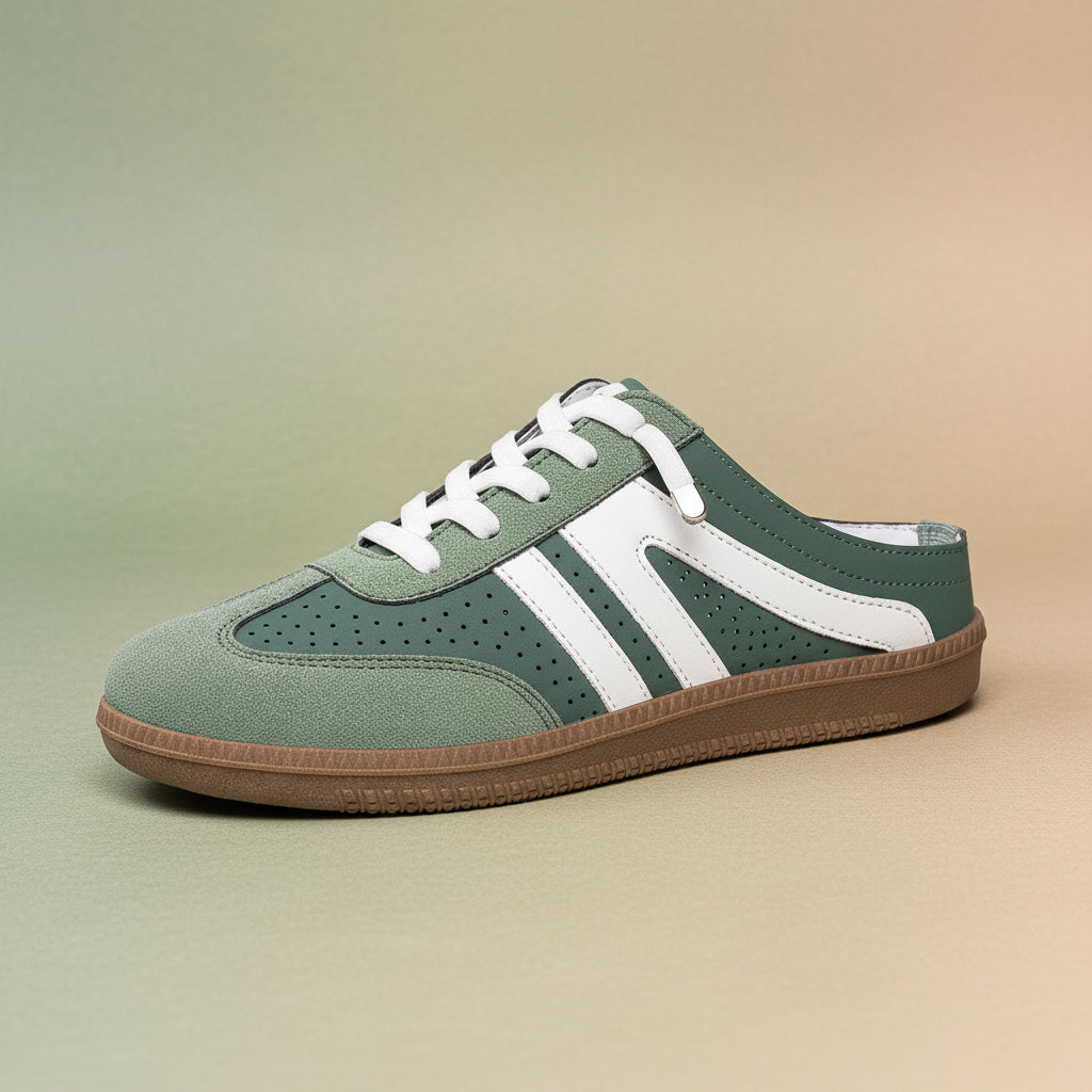 Women's Slip-On Half Slipper Sneakers | Color-Block Striped Casual Shoes in 3 Colors | EU 36–43