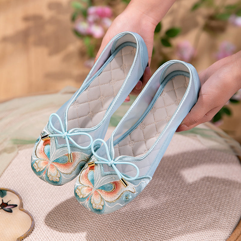Women's Butterfly Embroidered Mesh Flats – Bow Tie Breathable Shoes