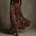 Women's Floral Print Long Sleeve Skirt Set with Belt – Caramel