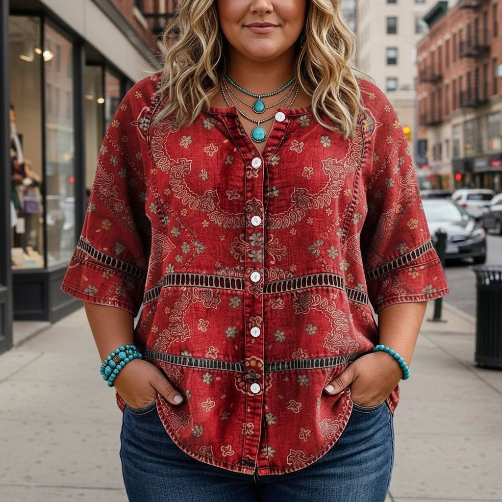 Women's 3D Print 3/4 Sleeve Casual Top – Plus Size Inclusive