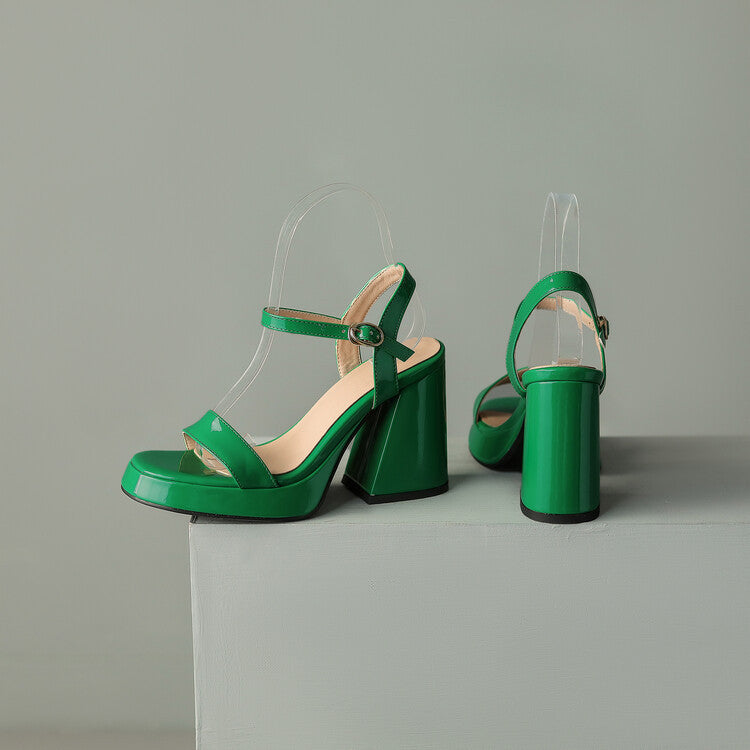 Women's Round Toe Chunky Heel Sandals – Buckle Strap Block Heel