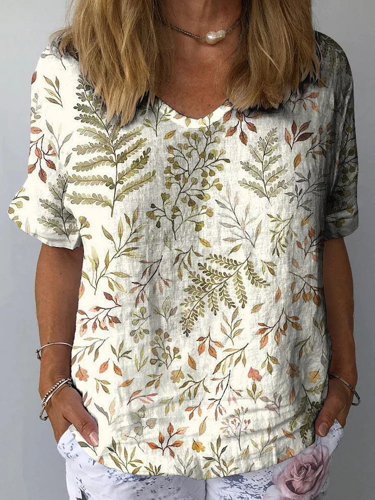 Artistic Retro Digital Print Pullover Top – Women’s Chinese Style