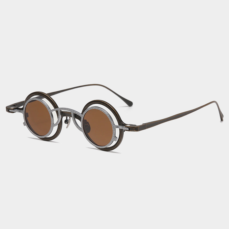 Pure Titanium Small Round Sunglasses – Retro Luxury Shades