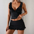 Women's Ruffle Trim Bikini Three-Piece Swimsuit Set