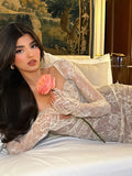 Lace Shawl Two-Piece Mermaid Maxi Dress Set – Long Sleeve
