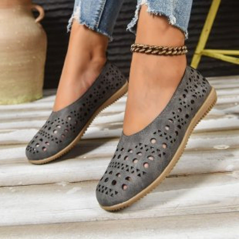 Women's Chunky Heel Wedge Pumps – Wide Size Full-Grain Leather