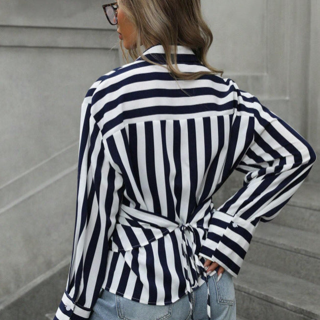 Women's Striped Long-Sleeve Loose Shirt – S–2XL