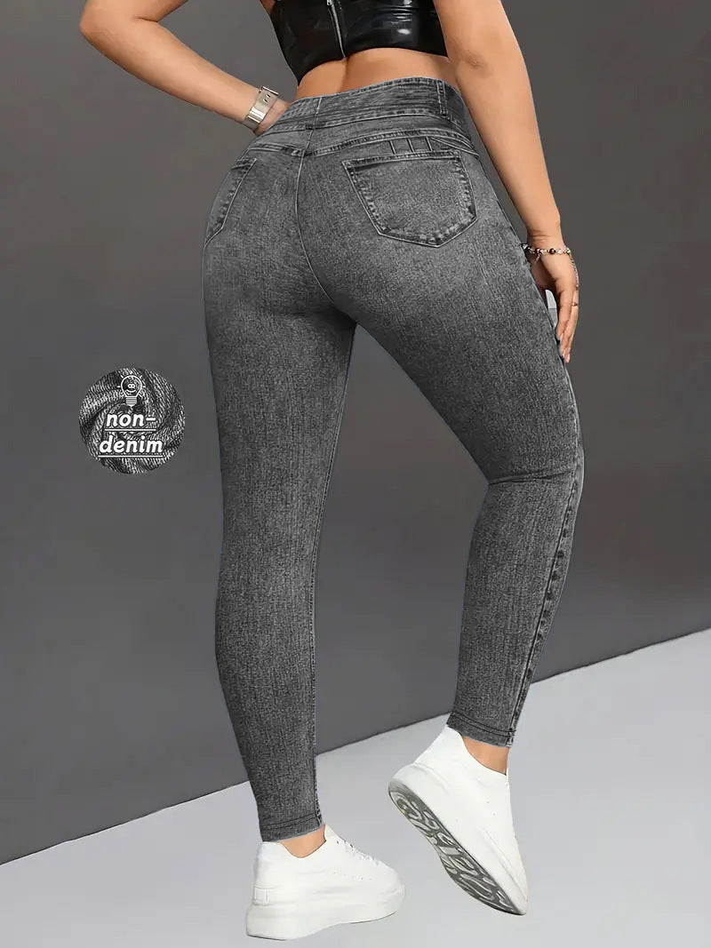Retro Denim-Look Butt-Lifting Yoga Leggings – High-Elastic Fitness Pants