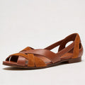 Women's Woven Peep Toe Flat Sandals – Cut-Out Sides & Crisscross Straps