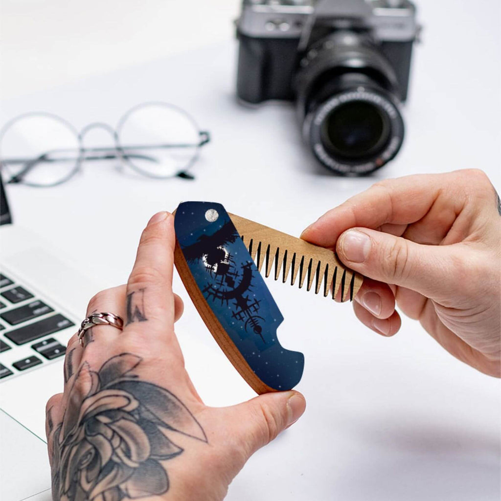 Wooden Beard Comb - Magic Circle