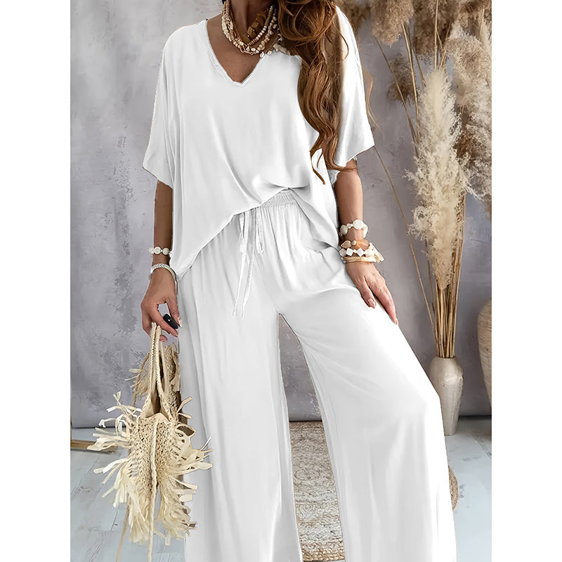Women’s Lounge Set with Wide Leg Pant