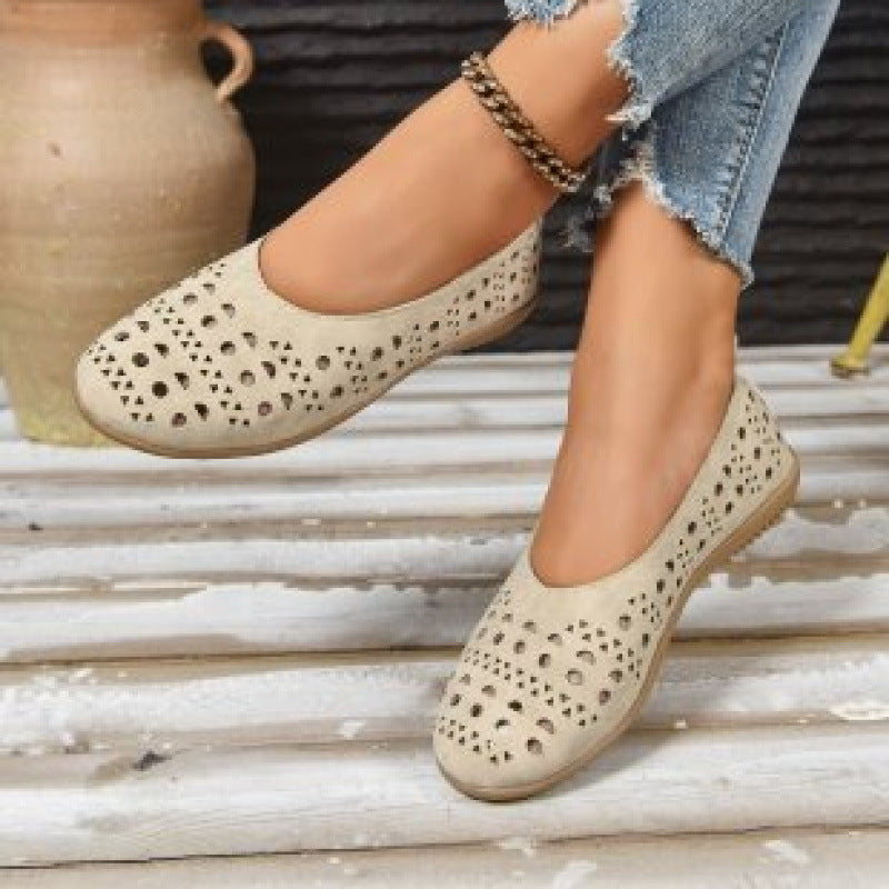 Women's Chunky Heel Wedge Pumps – Wide Size Full-Grain Leather