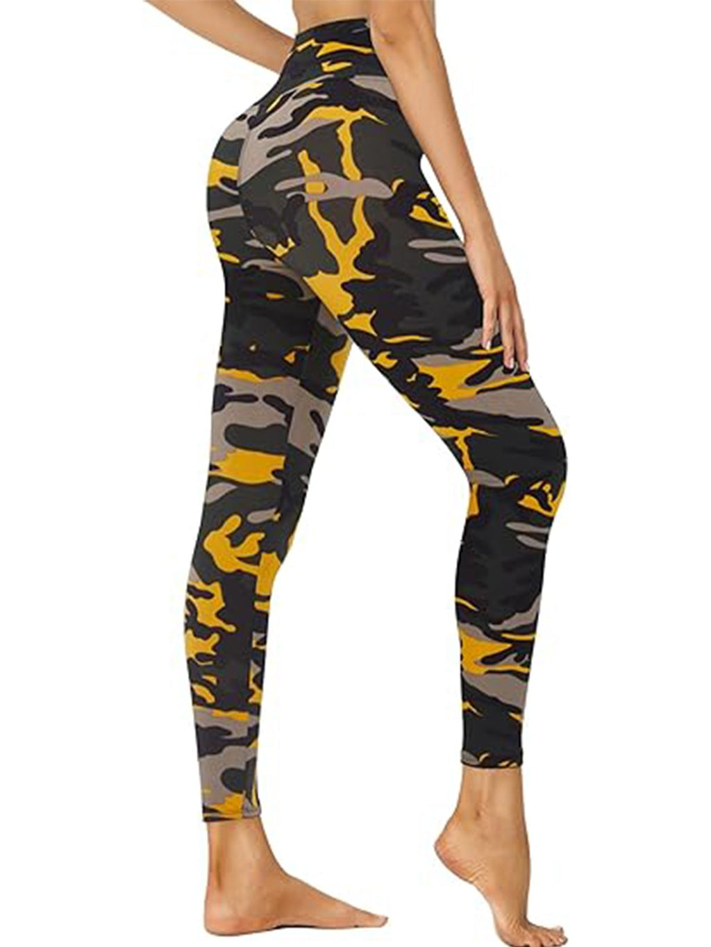 Cropped High-Waisted Leggings – Camouflage Print Workout Pants
