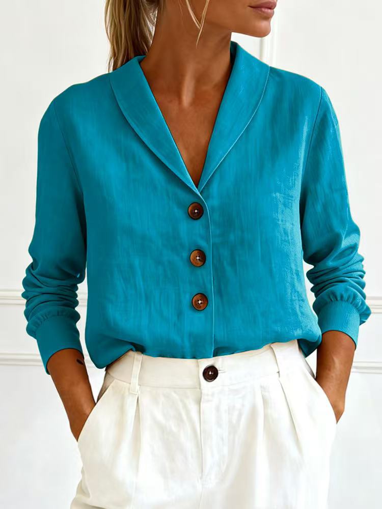 Women's Peter Pan Collar Button-Up Shirt – 6 Colors S–3XL