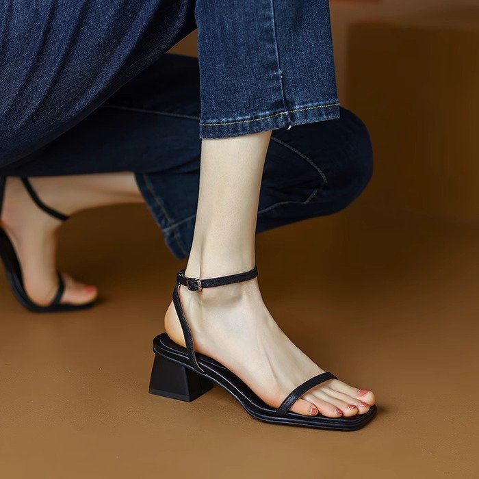 Open Toe Block Heel Buckle Sandals – Versatile Dress Sandal