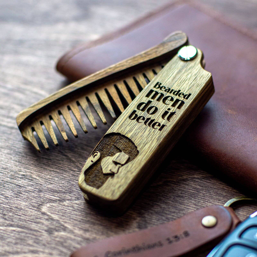 Wooden Beard Comb - Bearded man