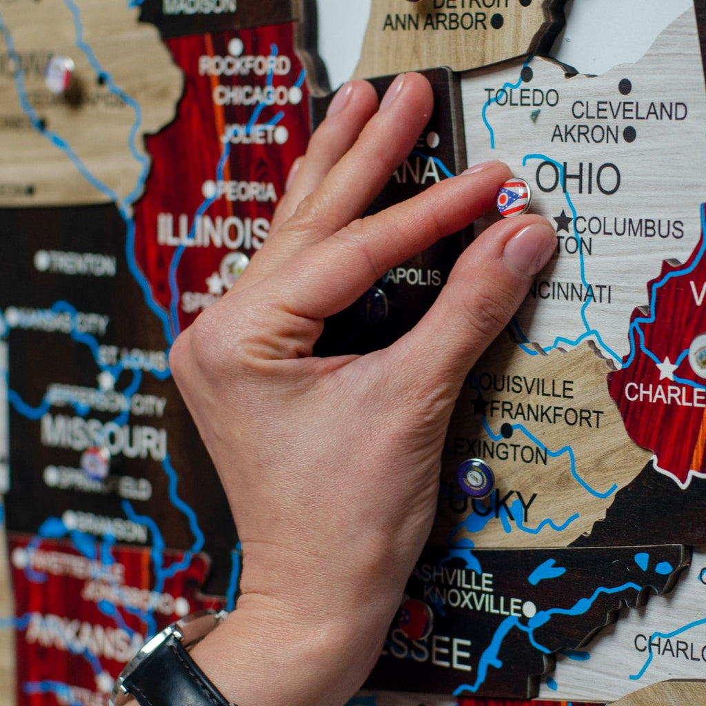 Wooden 3d Map of USA - Urban