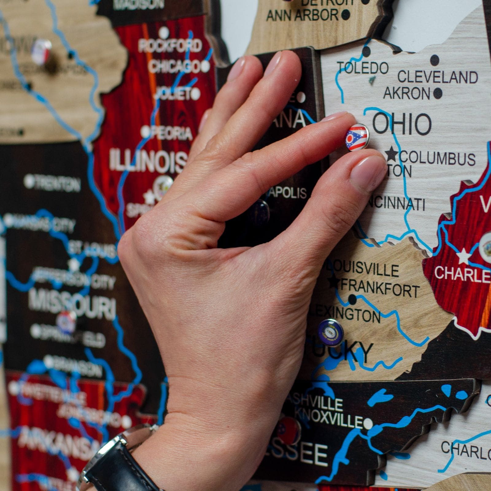 Wooden 3d Map of USA - Urban