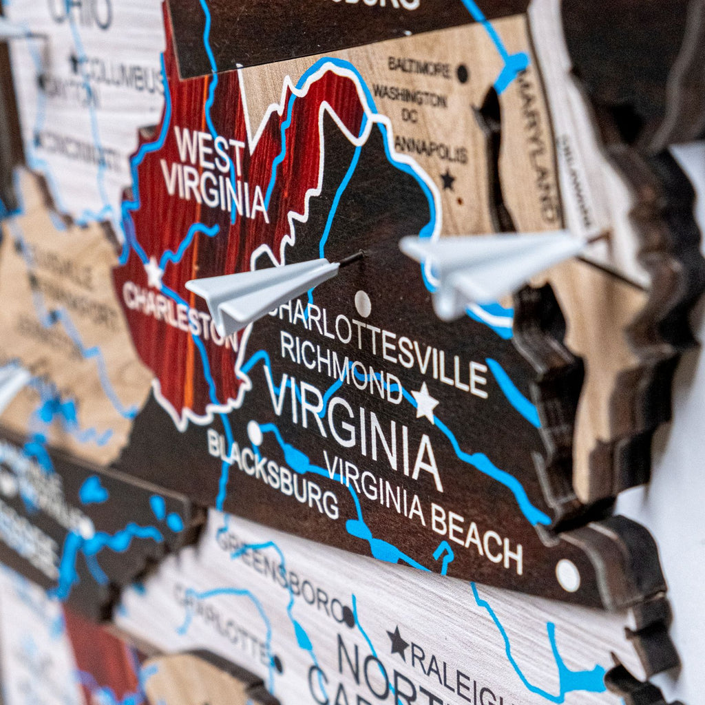 Wooden 3d Map of USA - Urban
