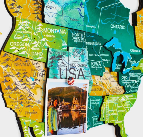 3D Wooden World Map Surface