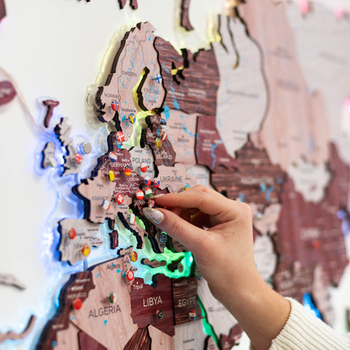 3D Luminous LED Colored World Map