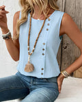 Women's Loose-Fit Round-Neck Cotton Tank Top – Casual Elegant Solid Color