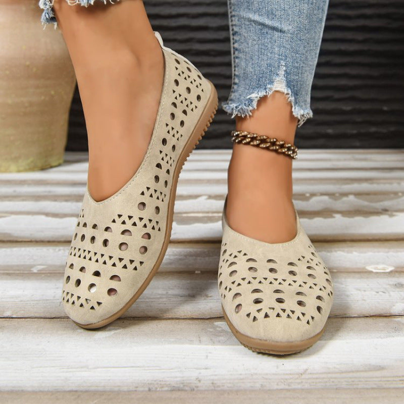 Women's Chunky Heel Wedge Pumps – Wide Size Full-Grain Leather