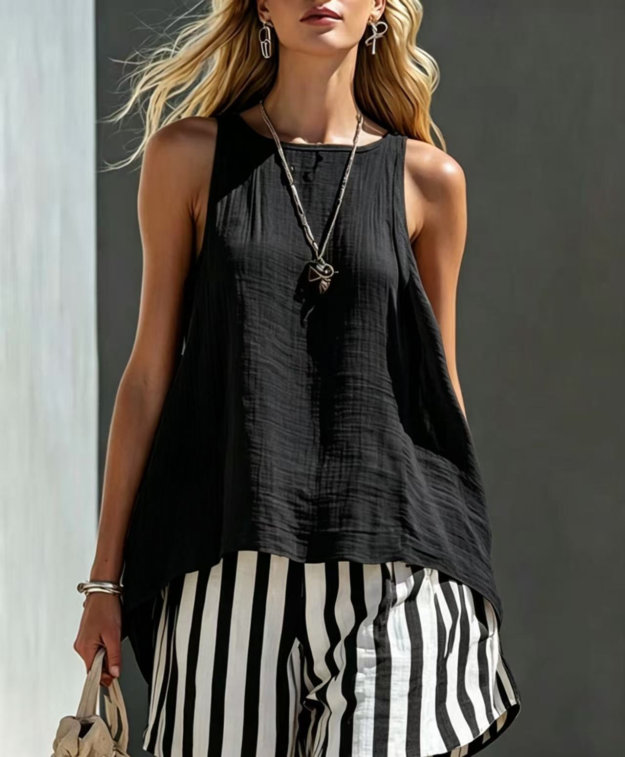Women's V-Neck Long-Sleeve Loose-Fit Button-Up Shirt