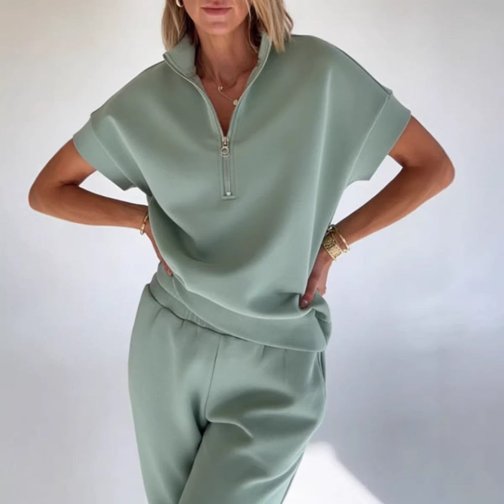 Athleisure Knit 3/4 Sleeve T-Shirt & Pants Set – 3 Colors, S–3XL