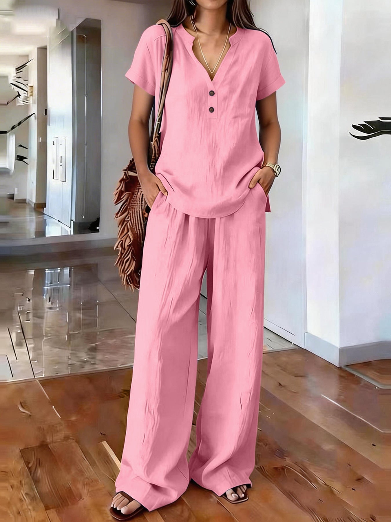 Women’s Casual Solid Color Two Piece Set