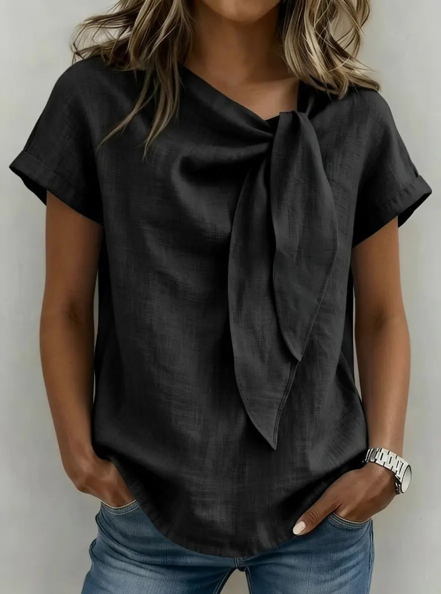 Women's Loose-Fit Short Sleeve Casual Pullover T-Shirt