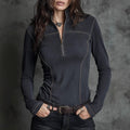 Women’s Retro Stand Collar Half Zip Pullover Top