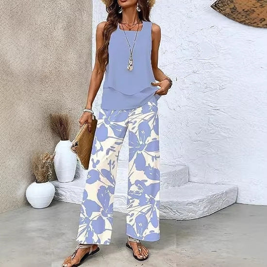Women's 3D Print Two-Piece Vest & Pants Set – 12 Prints S–5XL
